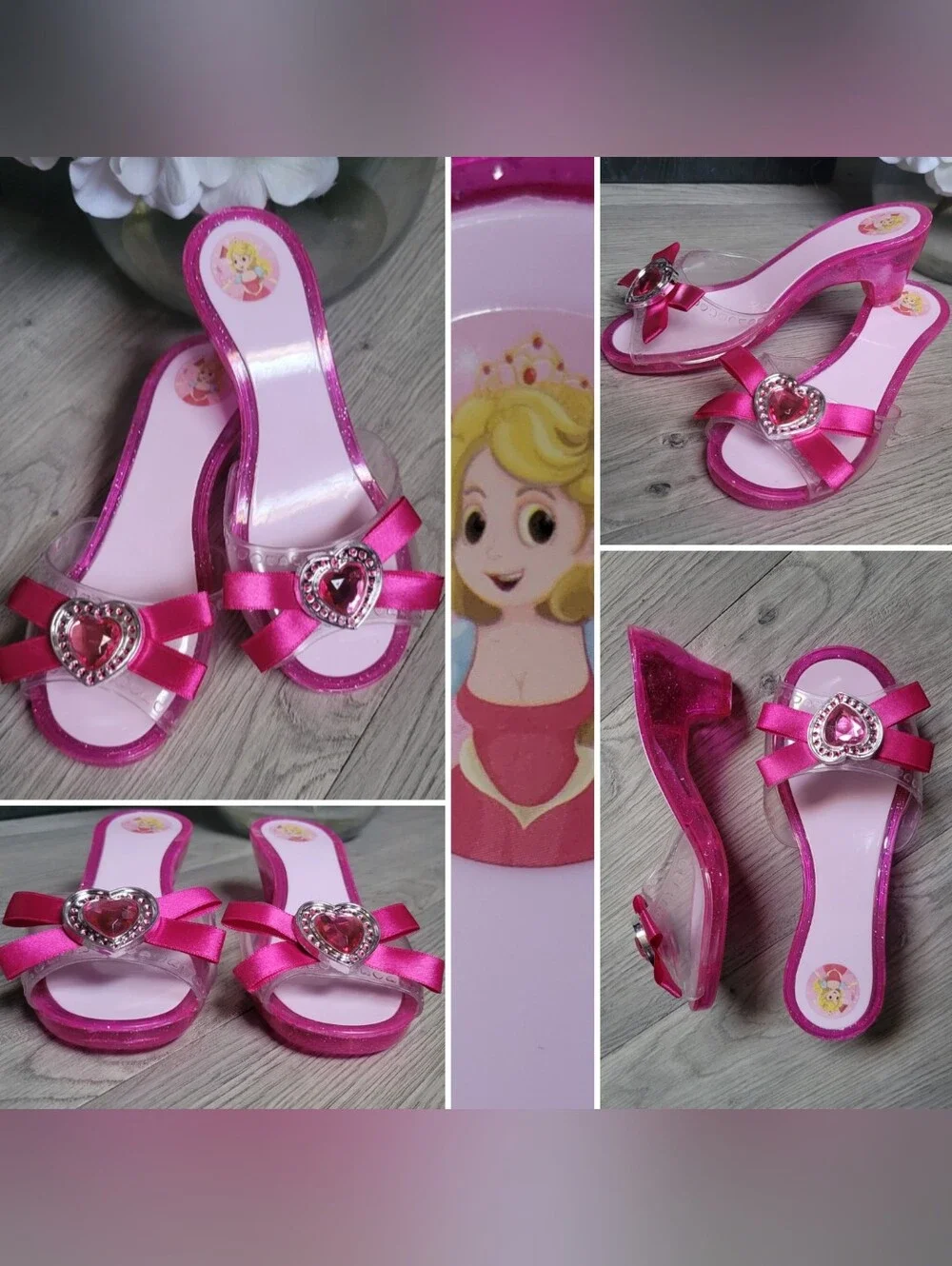 Fedio Girls Pink Glittery Princess Dress-Up Sandal Heels, Kids US 10